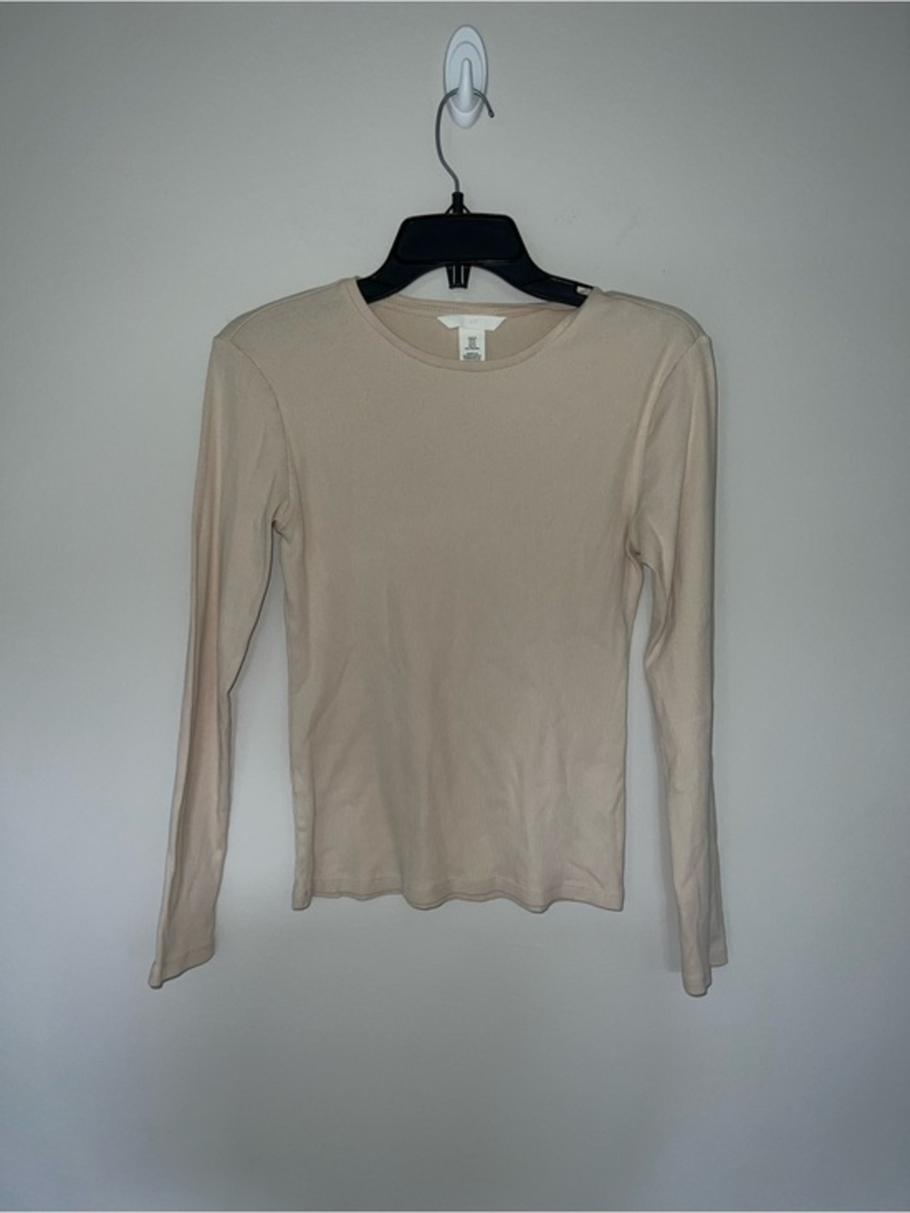 Ribbed cream long sleeve top H&M medium